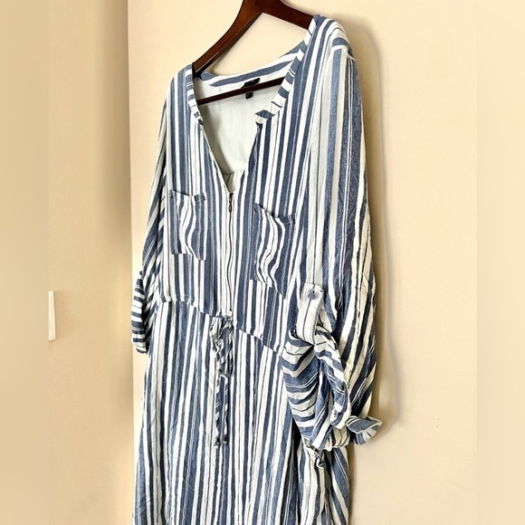 TORRID Women’s Blue & White Stripe Zip Front Drawstring Shirt Dress Size 6X - Picture 14 of 14